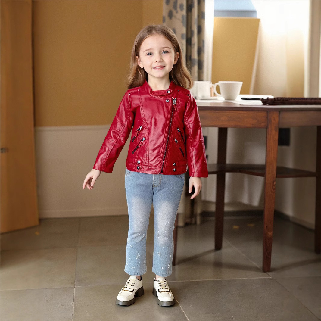 Brand Of Streetwear - Jaket Kulit PU Anak Perempuan Usia
