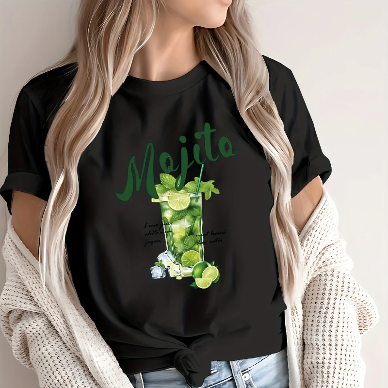 Streetwear Brand Drops - Kaus Wanita Grafis Minuman Koktail Mojito
