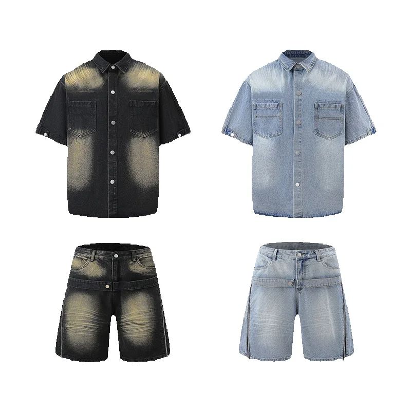 Streetwear Brand Shorts - DAVIDSHAO Setelan Denim Pria Berkualitas Tinggi