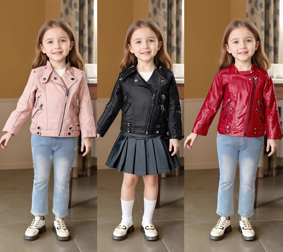 Jaket Kulit PU Anak Perempuan  - Brand Of Streetwear ulasan dan harga