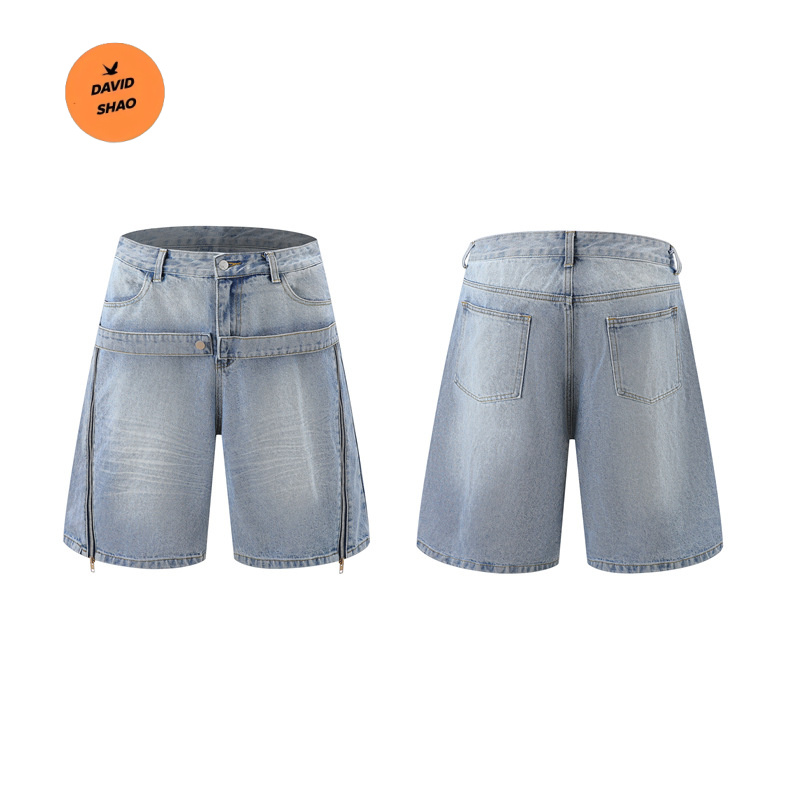 DAVIDSHAO Setelan Denim Pria B - Streetwear Brand Shorts ulasan dan harga