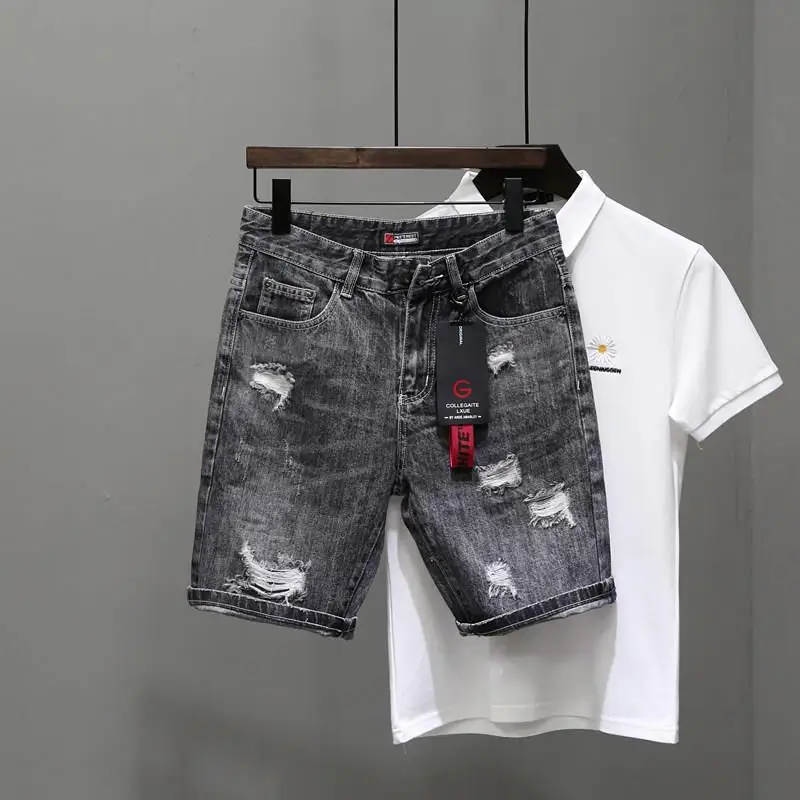 Celana Jeans pendek pria sobek - Streetwear Brand Shorts ulasan dan harga