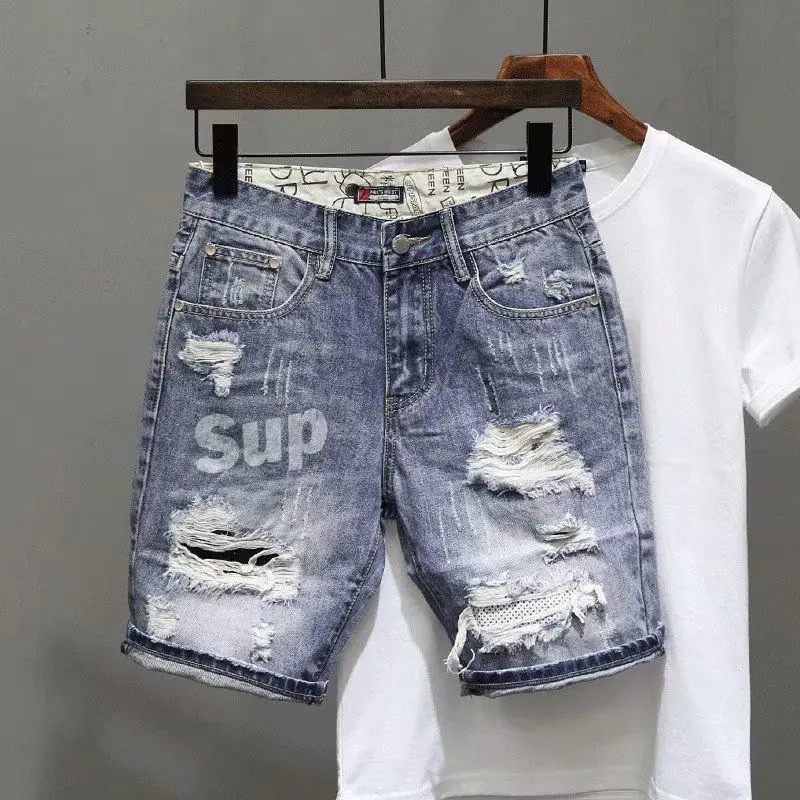 Celana Jeans pendek pria sobek - Streetwear Brand Shorts ulasan dan harga